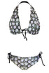 Bikini 4 Positions Réversible Cherie "Python Olive/Noir Solide"